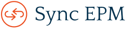 Sync EPM logo with flame colored mark and dark blue text